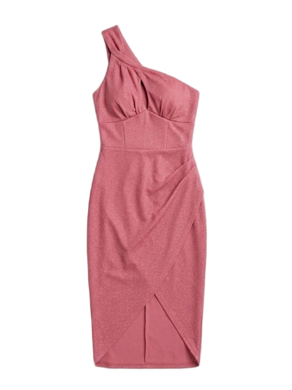 ASOS Curve Metallic Pink One-Shoulder Dress Size 14 | Bodycon Party Dress